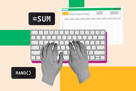 Hands type on a keyboard.