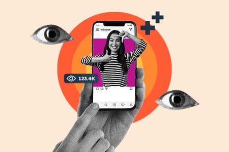 instagram impressions: image shows a person on instagram on their phone 