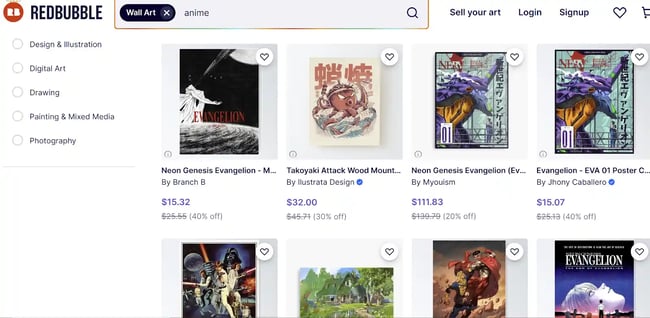 Pop culture posters from Redbubble