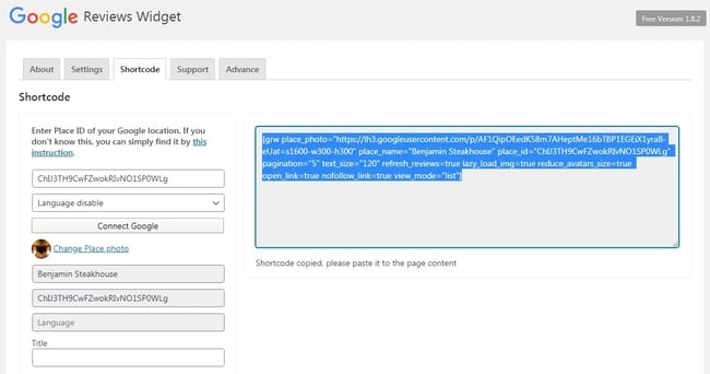 WordPress plugins Google: Widget for Google Reviews