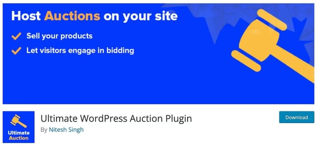 product page for the wordpress auction plugin ultimate wordpress auction