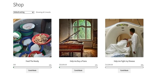 demo page for the wordpress crwodfunding plugin galaxy funder