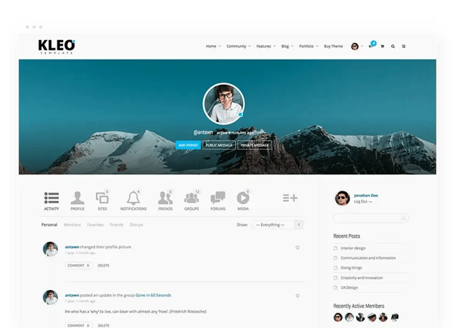 Great WordPress Forum Themes: Kleo