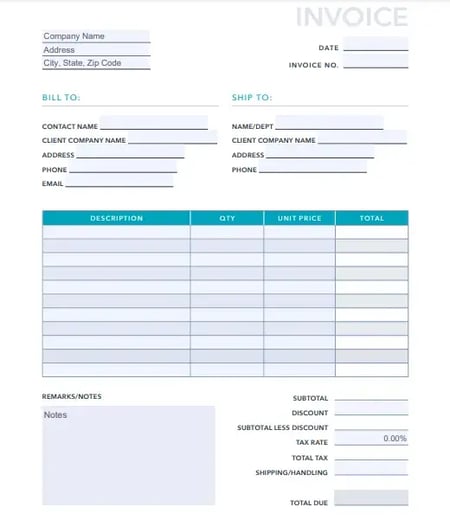 Invoice Design Templates and Examples: Blank Invoice
