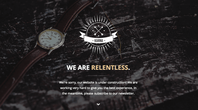 website under construction page using the Karna template