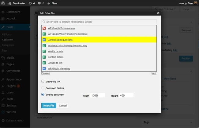 WordPress plugins Google: Google Drive Embedder