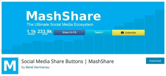 download page for the social media widget mashshare