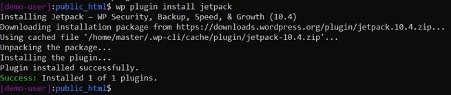 WP-ClI install plugin