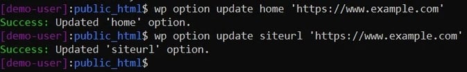 WP-CLI change URL