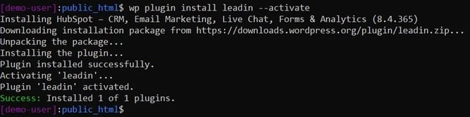 install and activate plugin wp-cli