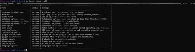 WP-CLI health check example