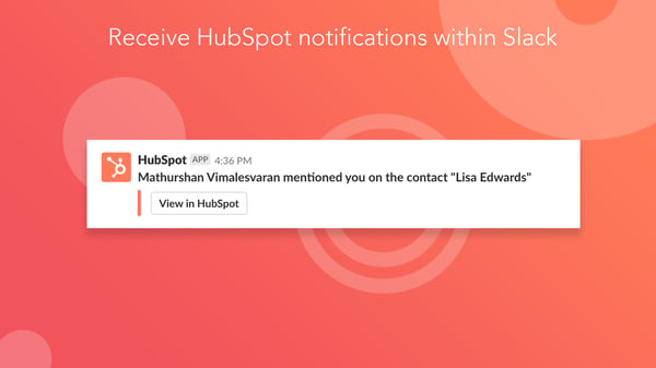 Screenshot of Slack integration in HubSpot