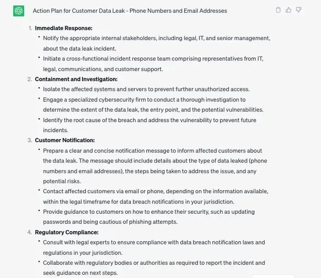 AI in crisis management; asking ChatGPT to respond to a data leak