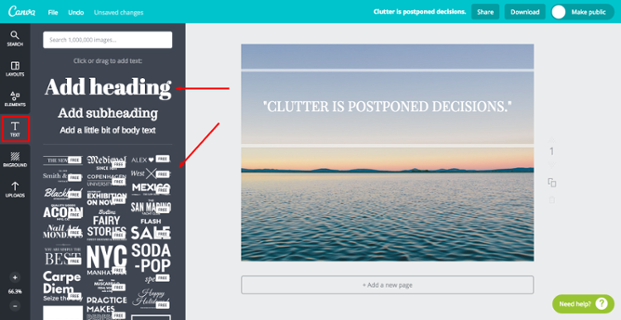 Canva - Text hinzufügen Canva - Text hinzufügen