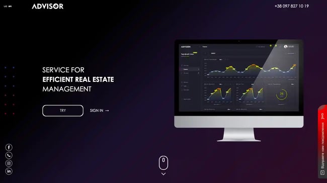 Advisor Social dynamic website examples.