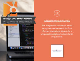 HubSpot Impact Awards Round 1 2017 Winners Integrations Innovation