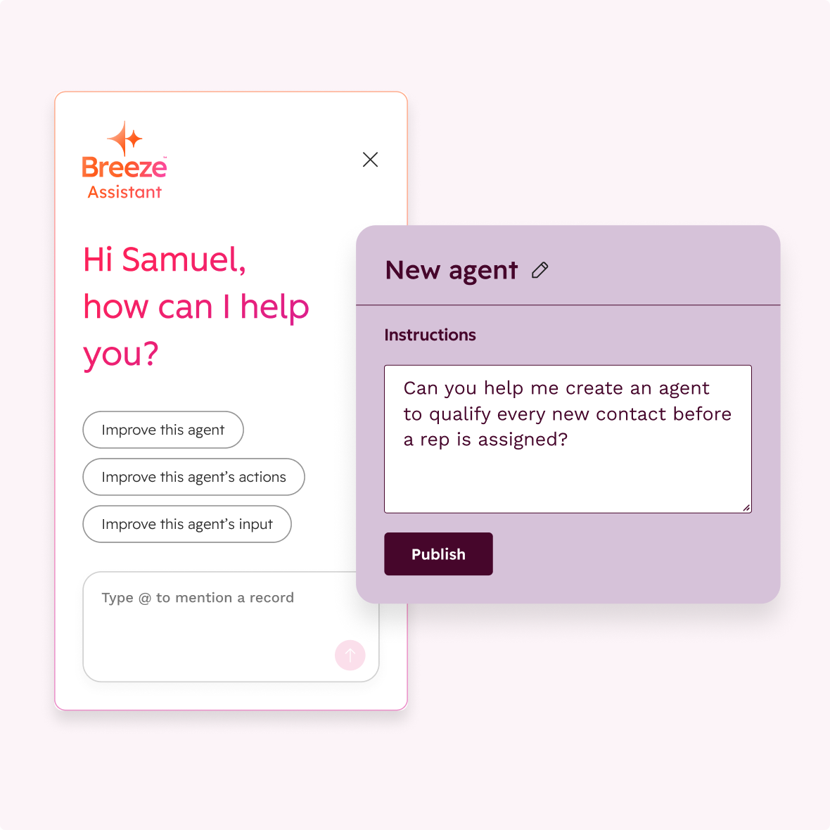 sui of agent builder showing Breeze Assistant