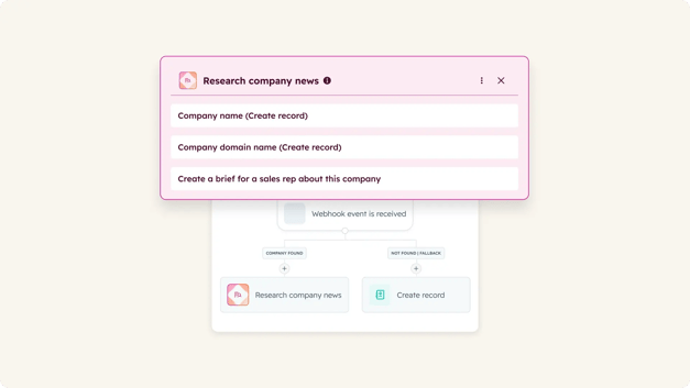 SUI of Agent Hub showing company research