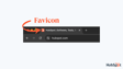 Display of a browser tab featuring the HubSpot webpage, highlighting the favicon with an arrow and the word 