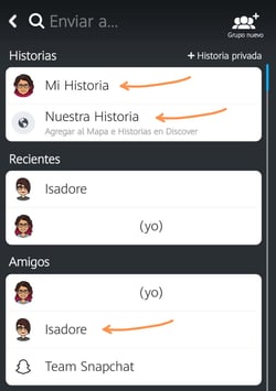 Añadir un Snap en tu historia