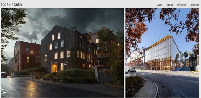 Architecture website example, Bobak Studio
