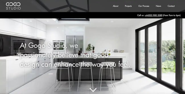 Architecture website example, Gogo Studio