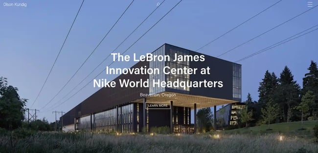 Architecture website example, Olson Kundig