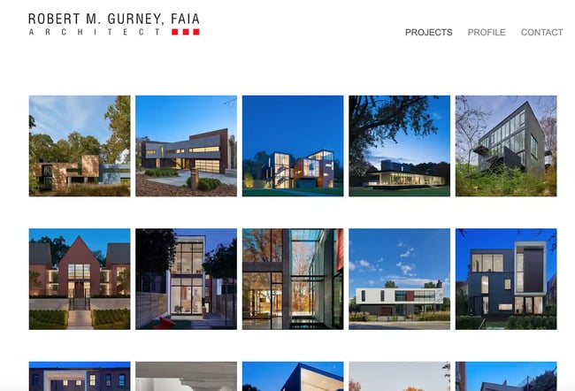 Architecture website example, Robert Gurney Architect