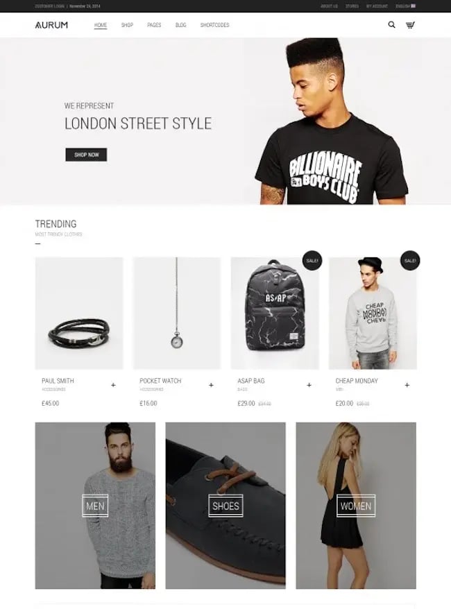 Aurum is a minimalist WooCommerce theme designed to provide customers with seamless shopping experiences.