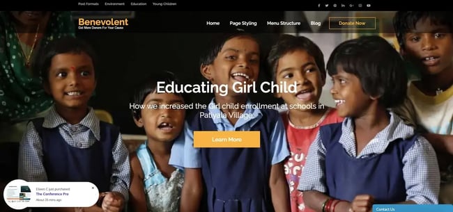 Benevolent WordPress theme for nonprofit organizations