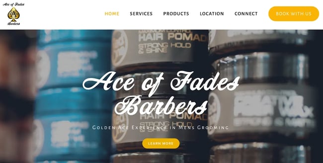 Best barbershop website design, example from Ace of Fades Barbers.