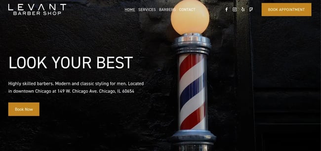 Best barbershop website design, example from Levant Barber Shop.