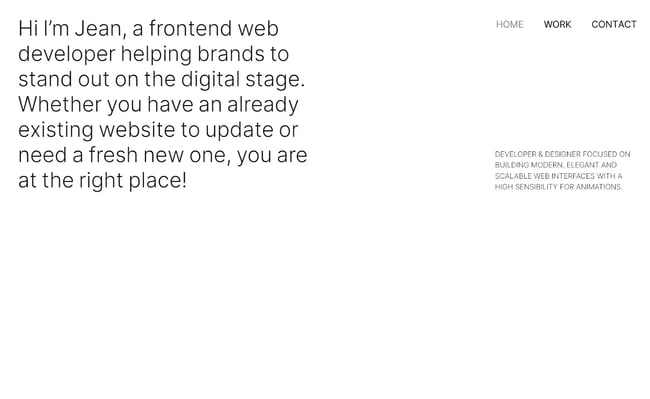 Best portfolio websites for developers, example from Jean Mazouni.