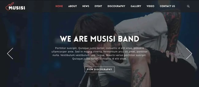 Best wordpress themes for artists, Musisi