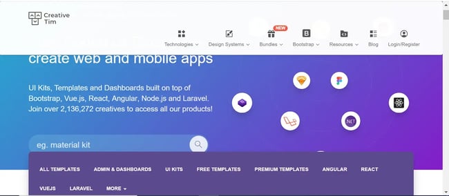 Bootstrap website templates, Creative Tim