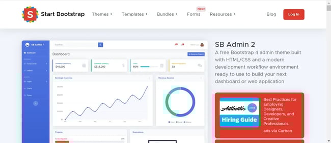 Bootstrap website templates, SB Admin 2