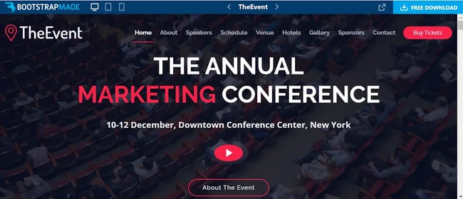 Bootstrap website templates, TheEvent