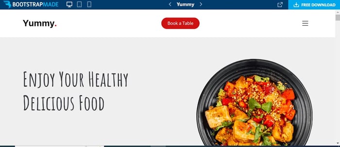 Bootstrap website templates, Yummy-1