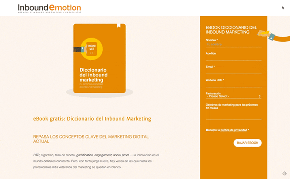Exemplo de landing page de Inbound Emotion