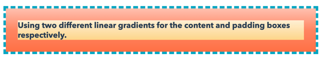 CSS padding color example with two linear gradients used for the padding and content box