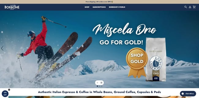 Caffe Borbone America coffee shop website design