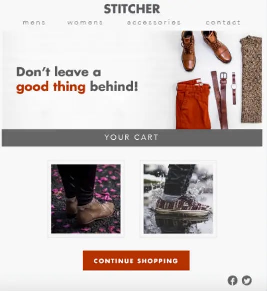 Stitcher cart abandonment email