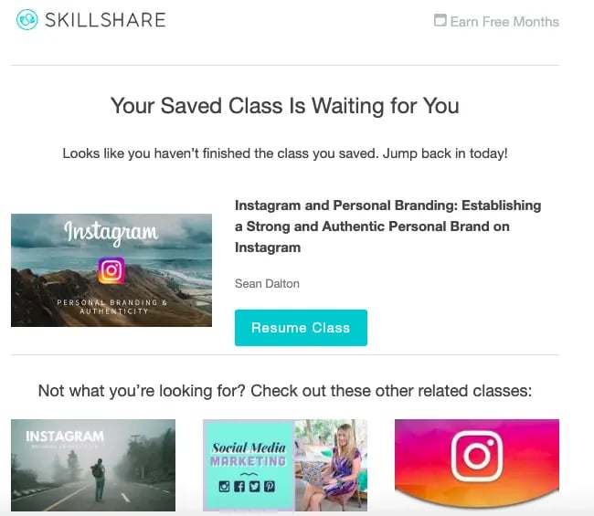 Skillshare abandonment email