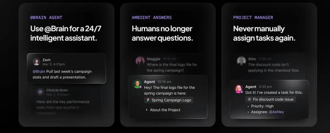 ClickUp AI agent Brain, AI tools for B2B marketing
