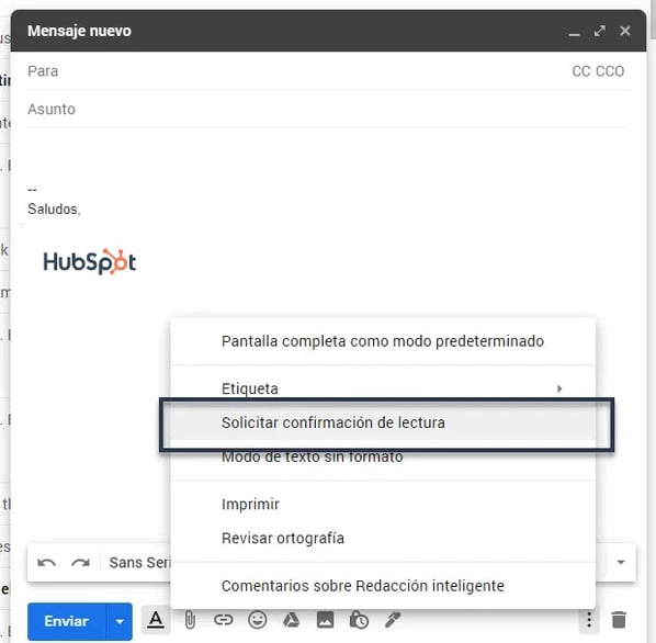 Confirmación Acuse de recibo Gmail