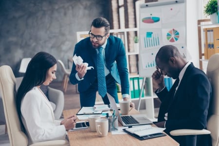 Service team struggling with conflict management in a meeting