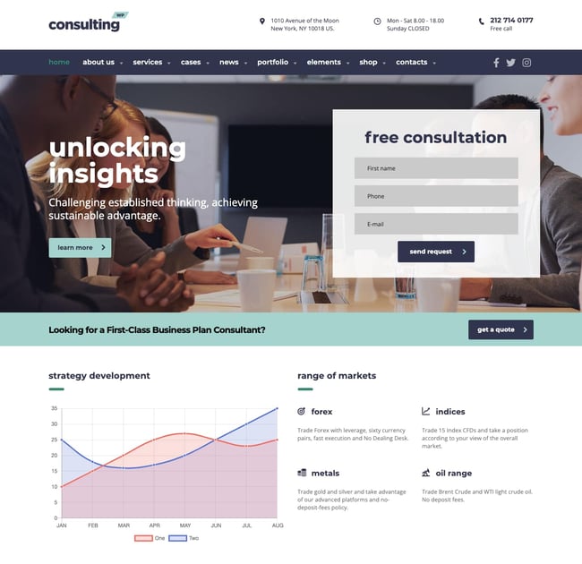 best accountant WordPress themes: Consulting agency demo