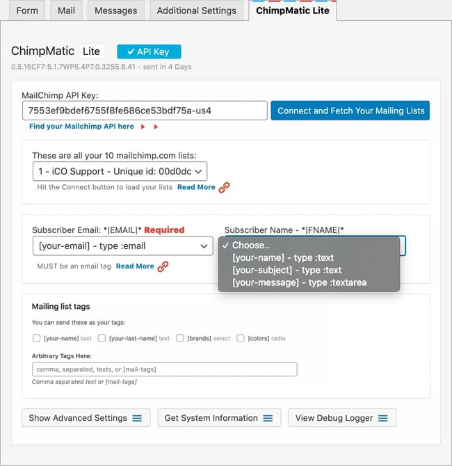 Contact Form 7 Mailchimp WordPress plugin