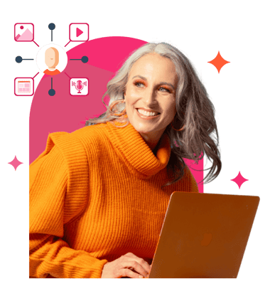 Ikonografie einer Frau, die im Contentmarketing arbeitet