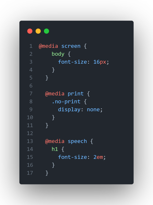 The most common media types are screen, print, and speech.